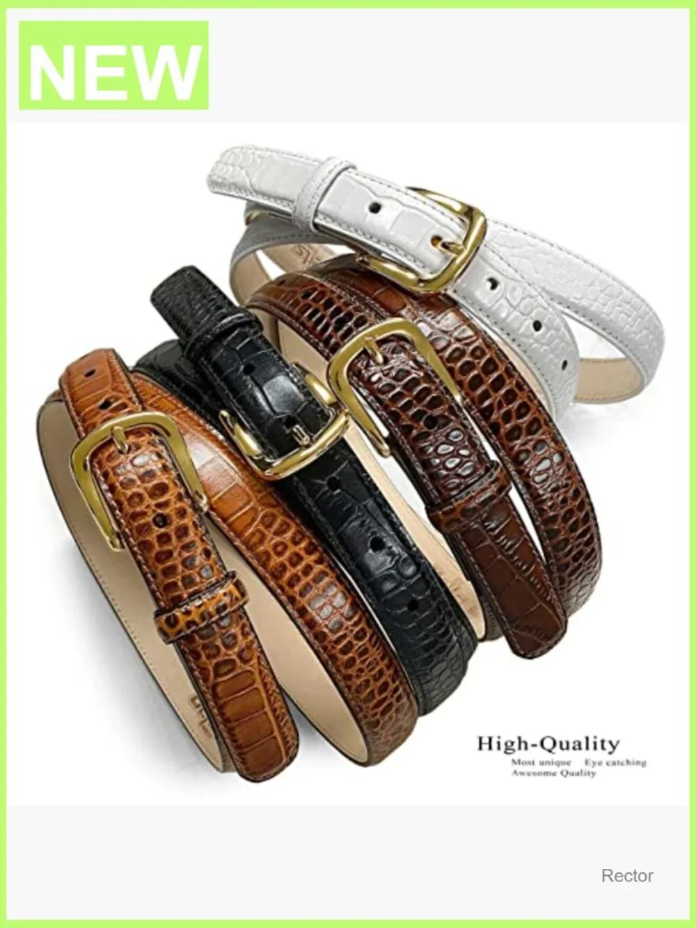 Men's Full-Grain Cowhide Leather Dress Belt, Solid Brass Buckle, 1-3/8